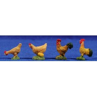 Grupo cuatro gallinas 8 cm resina