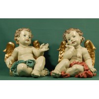 Dos ángeles sentados 33 cm resina