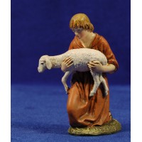Pastor adorando con cordero en brazos 12 cm resina Linea Martino Landi