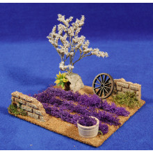 Campo lavanda con rueda y barrenyo 15x13x12 cm corcho