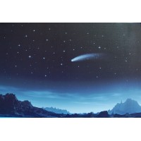 Fondo estrellas montañas y cometa  60x40 cm iluminado papel
