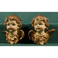 Dos bustos de ángel colgar 11 cm resina