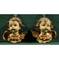 Dos bustos de ángel colgar 8 cm resina