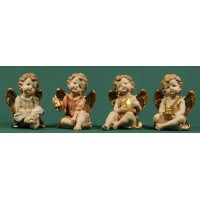 Cuatro ángeles sentados objetos 13 cm resina
