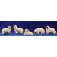 Grupo corderos con lana 8 cm resina
