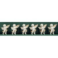 Conjunto seis ángeles blancos pegar 3,5 cm resina