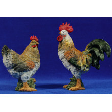 Gallo y gallina 45 cm resina